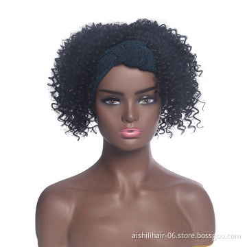 Aishili factory wholesale wig with headband Afro curly headband wigs for black women
